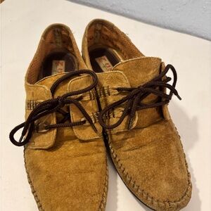 Zune Vintage Moccasins Loafers SZ 11 Handmade Stitched Leather Upper Lace Up